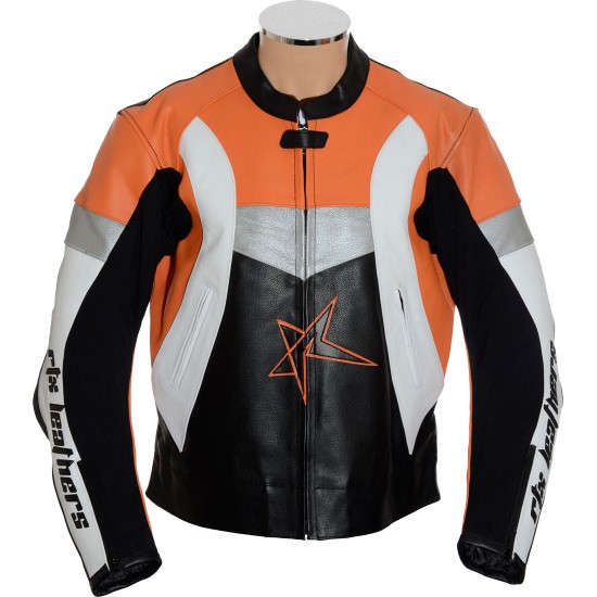 SALE - RTX Violator Orange Black Biker Leather Jacket SALE - RTX Violator Orange Black Biker Leather Jacket