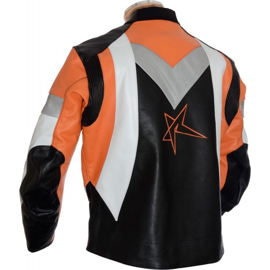 SALE - RTX Violator Orange Black Biker Leather Jacket SALE - RTX Violator Orange Black Biker Leather Jacket