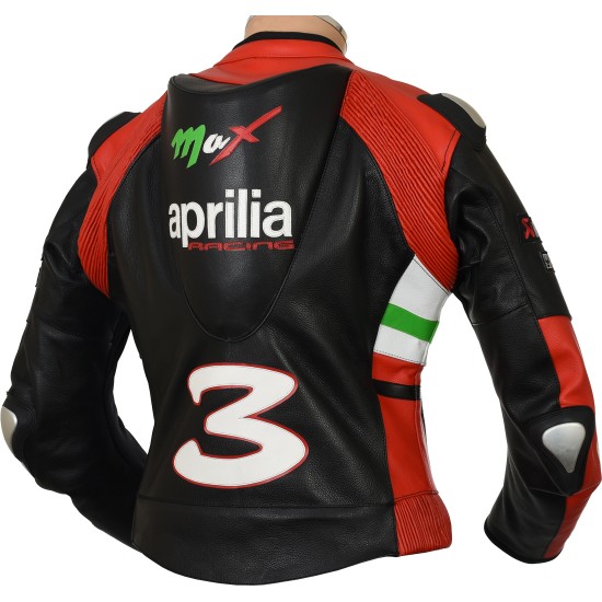 Aprilia Racing Max Leather Armoured Motorcycle Biker Jacket