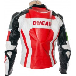 Ducati Corse Tri Color Leather Biker Jacket