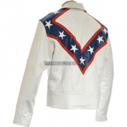 Evel Knievel Tribute White PU Faux Leather Jacket Evel Knievel Tribute White PU Faux Leather Jacket