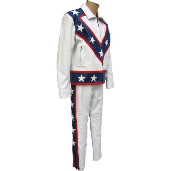 EVEL KNIEVEL Original Replica Casual Fashion 2 Piece Combo Real Leather Suit