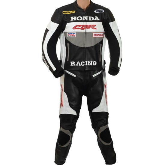 Honda CBR GREY Leather Motorcycle Suit Honda CBR GREY Leather Motorcycle Suit