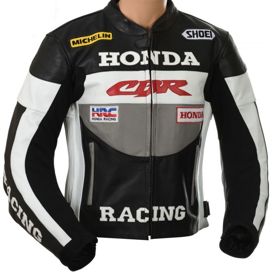 Honda CBR Racing Grey Motorcycle Leather Jacket Honda CBR Racing Grey Motorcycle Leather Jacket