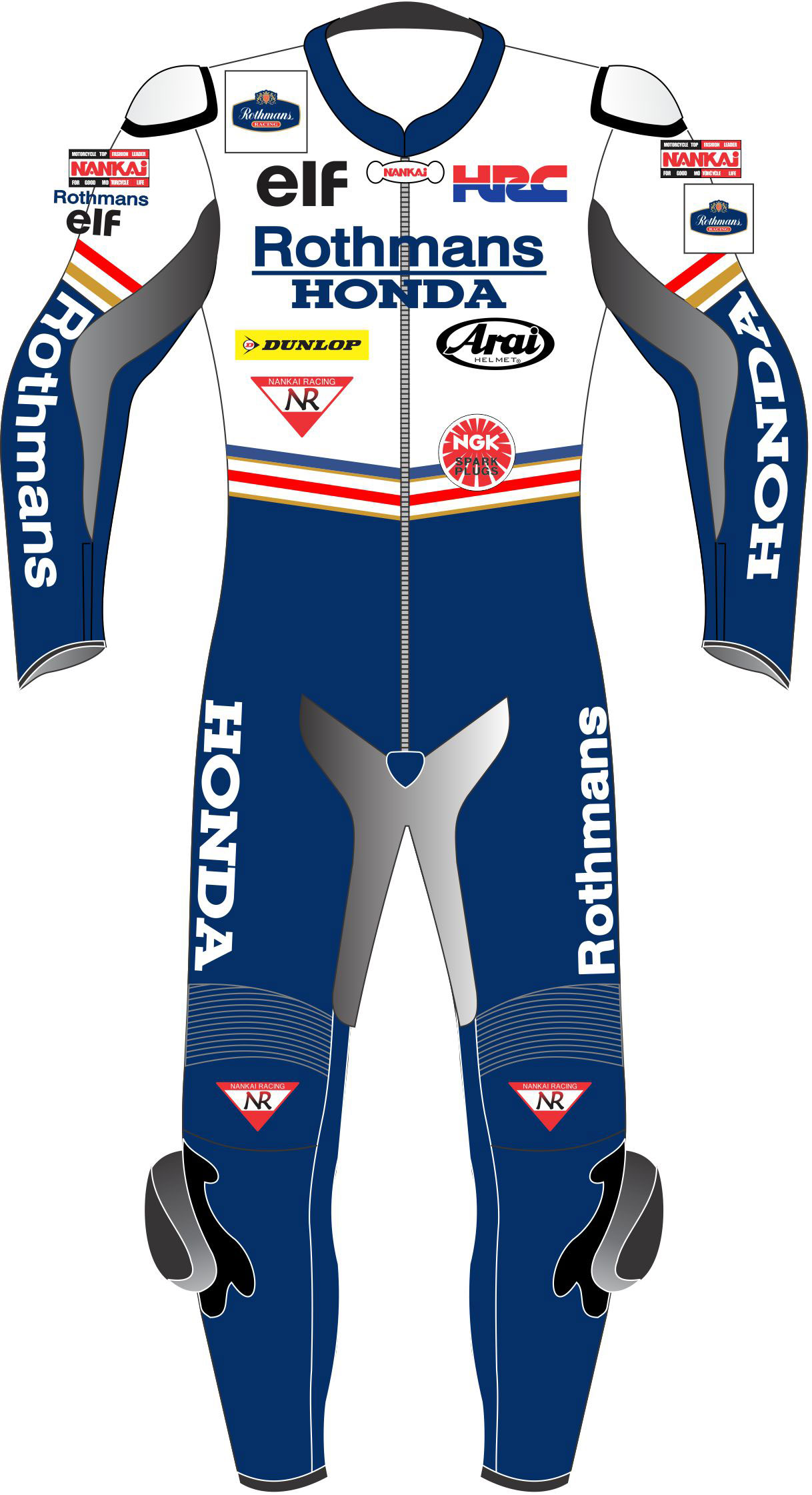 Honda Rothmans Racing Classic Race Leathers Biker Suit