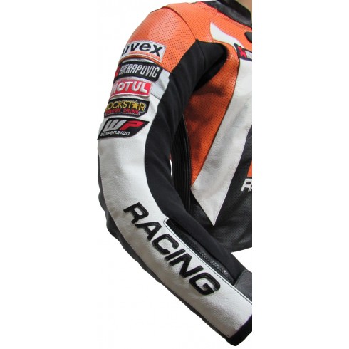 KTM Racing Orange Perforated Leather Biker Jacket