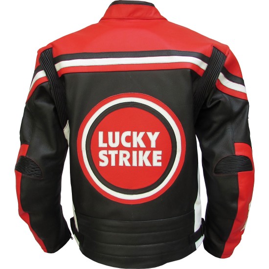 Lucky Strike Red & Black Biker Leather Suit Lucky Strike Red & Black Biker Leather Suit