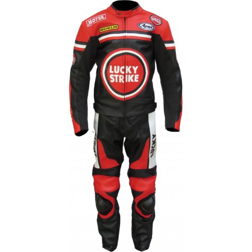 Lucky Strike Red & Black Biker Leather Suit Lucky Strike Red & Black Biker Leather Suit