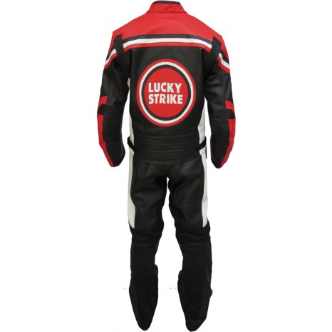 Lucky Strike Red & Black Biker Leather Suit Lucky Strike Red & Black Biker Leather Suit