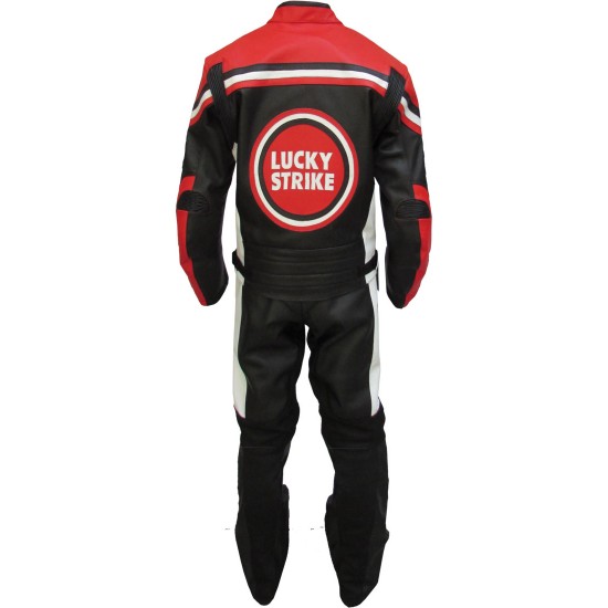 Lucky Strike Red & Black Biker Leather Suit Lucky Strike Red & Black Biker Leather Suit