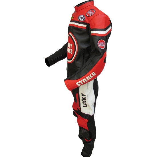 Lucky Strike Red & Black Biker Leather Suit Lucky Strike Red & Black Biker Leather Suit