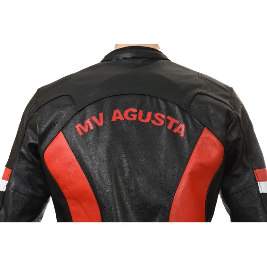 RTX MV Agusta CORSE Red Biker Leather Jacket 