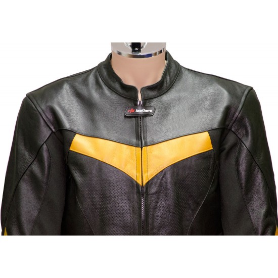 RTX Force One Orange Black Leather Jacket