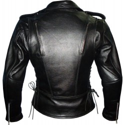 Ladies Classic GOTH Leather Motorcycle Jacket