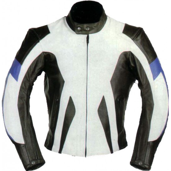 RTX Motocross White Leather Motorcycle Jacket