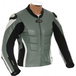 RTX AKIRA Grey Leather Motorcycle Jacket