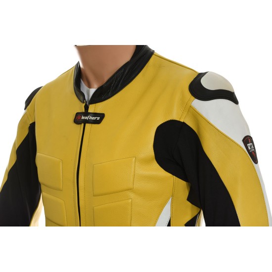 RTX AKIRA Yellow Leather Motorcycle Jacket
