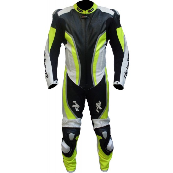 RTX Neon Yellow Black Race Leather Suit