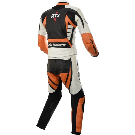 RTX Raptor Orange Motorcycle 2pc Leather Suit