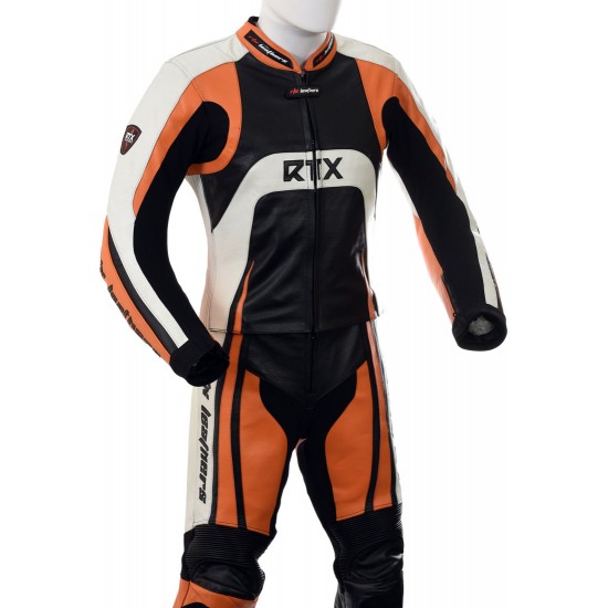RTX Raptor Orange Motorcycle 2pc Leather Suit
