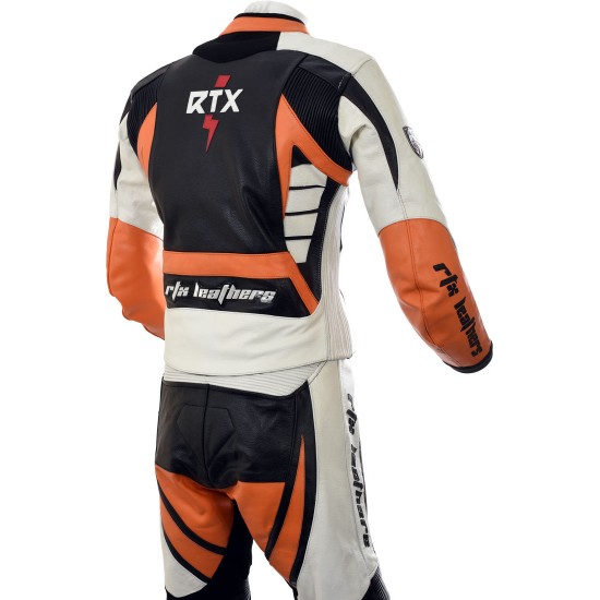 RTX Raptor Orange Motorcycle 2pc Leather Suit