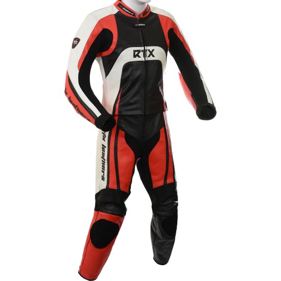 RTX Raptor Red Motorcycle 2pc Leather Suit