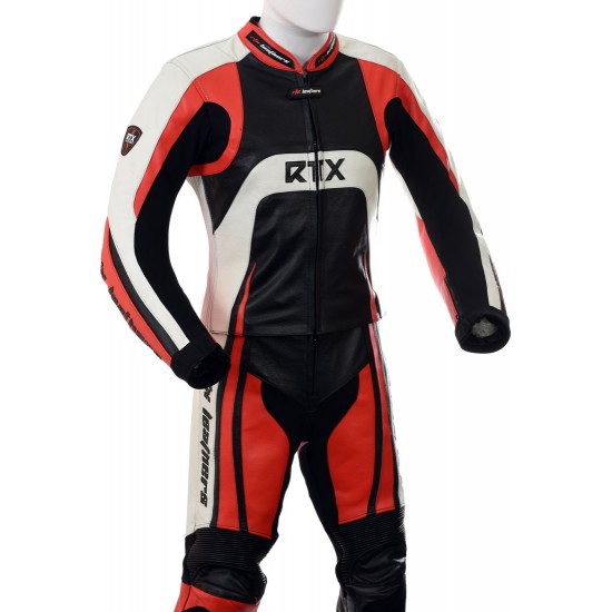 RTX Raptor Red Motorcycle 2pc Leather Suit
