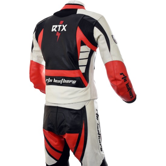 RTX Raptor Red Motorcycle 2pc Leather Suit