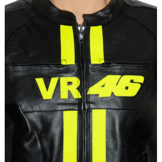 VR46 Valentino Rossi Black Leather Jacket