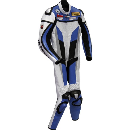 RTX Blue Spartan Sports Biker Leather Suit