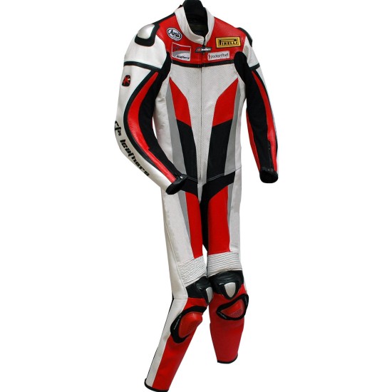 RTX Red Spartan Sports Biker One Piece Leather Suit
