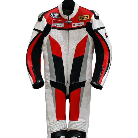 RTX Red Spartan Sports Biker One Piece Leather Suit