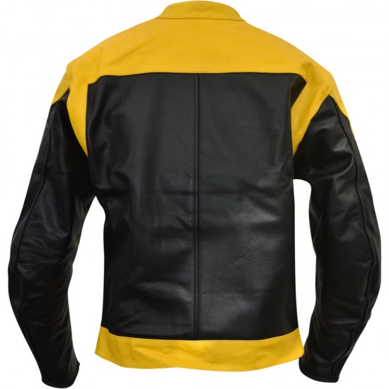 RTX VENOM Yellow & Black Motorcycle Biker Leather Jacket 