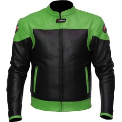 RTX VENOM Green Black Leather Biker Jacket 