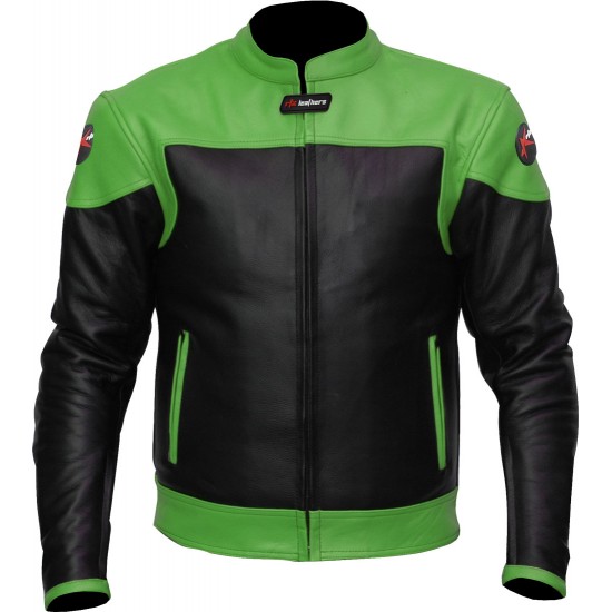 RTX VENOM Green Black Leather Biker Jacket RTX VENOM Green Black Leather Biker Jacket