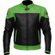 RTX VENOM Green Black Leather Biker Jacket 