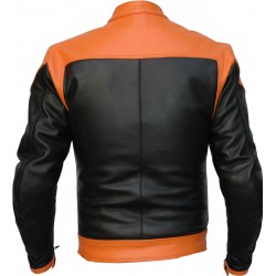 RTX VENOM Orange Black Leather Biker Jacket 