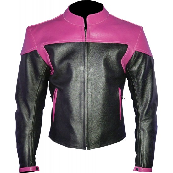 RTX VENOM Pink Black Leather Biker Jacket RTX VENOM Pink Black Leather Biker Jacket