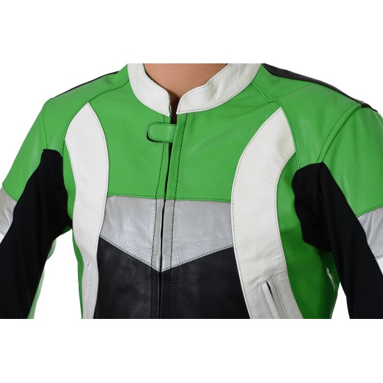 RTX Violator Ninja Green Leather Biker Jacket