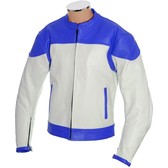 RTX Reltex Classic White Leather Biker Jacket