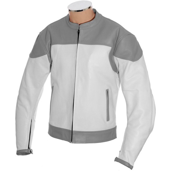 RTX Reltex Classic White Leather Biker Jacket