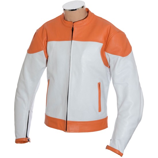 RTX Reltex Classic White Leather Biker Jacket