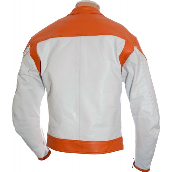 RTX Reltex Classic White Leather Biker Jacket
