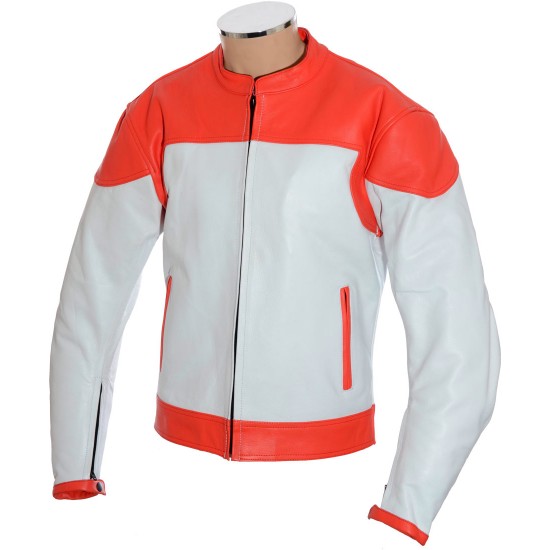 RTX Reltex Classic White Leather Biker Jacket