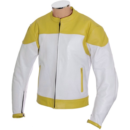 RTX Reltex Classic White Leather Biker Jacket