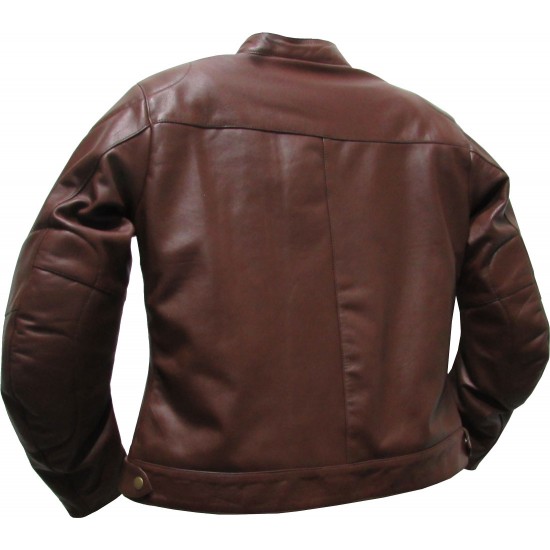 Ladies Brown Leather Biker Jacket