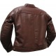 Ladies Brown Leather Biker Jacket