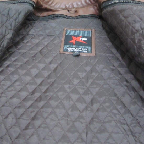 Ladies Brown Leather Biker Jacket