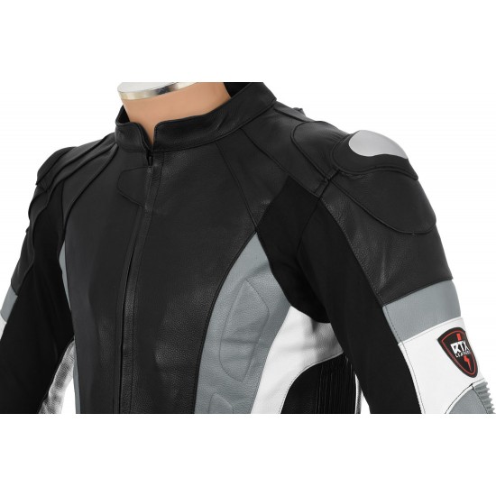 RSV Grey Sports Biker Leather Jacket