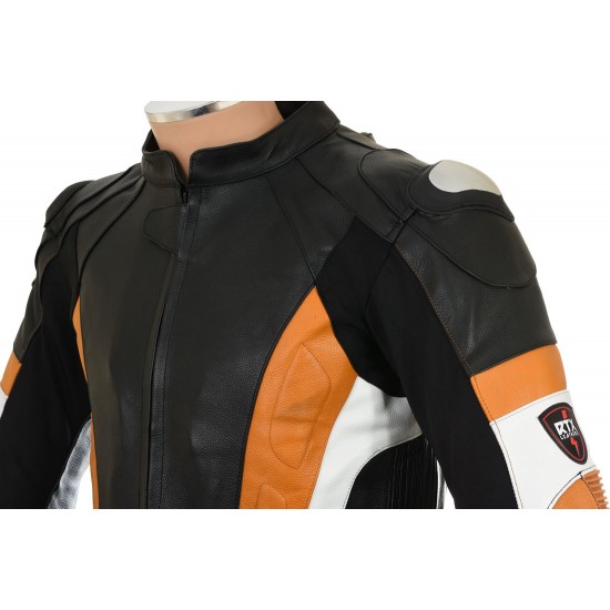 RSV Orange Sports Biker Leather Jacket